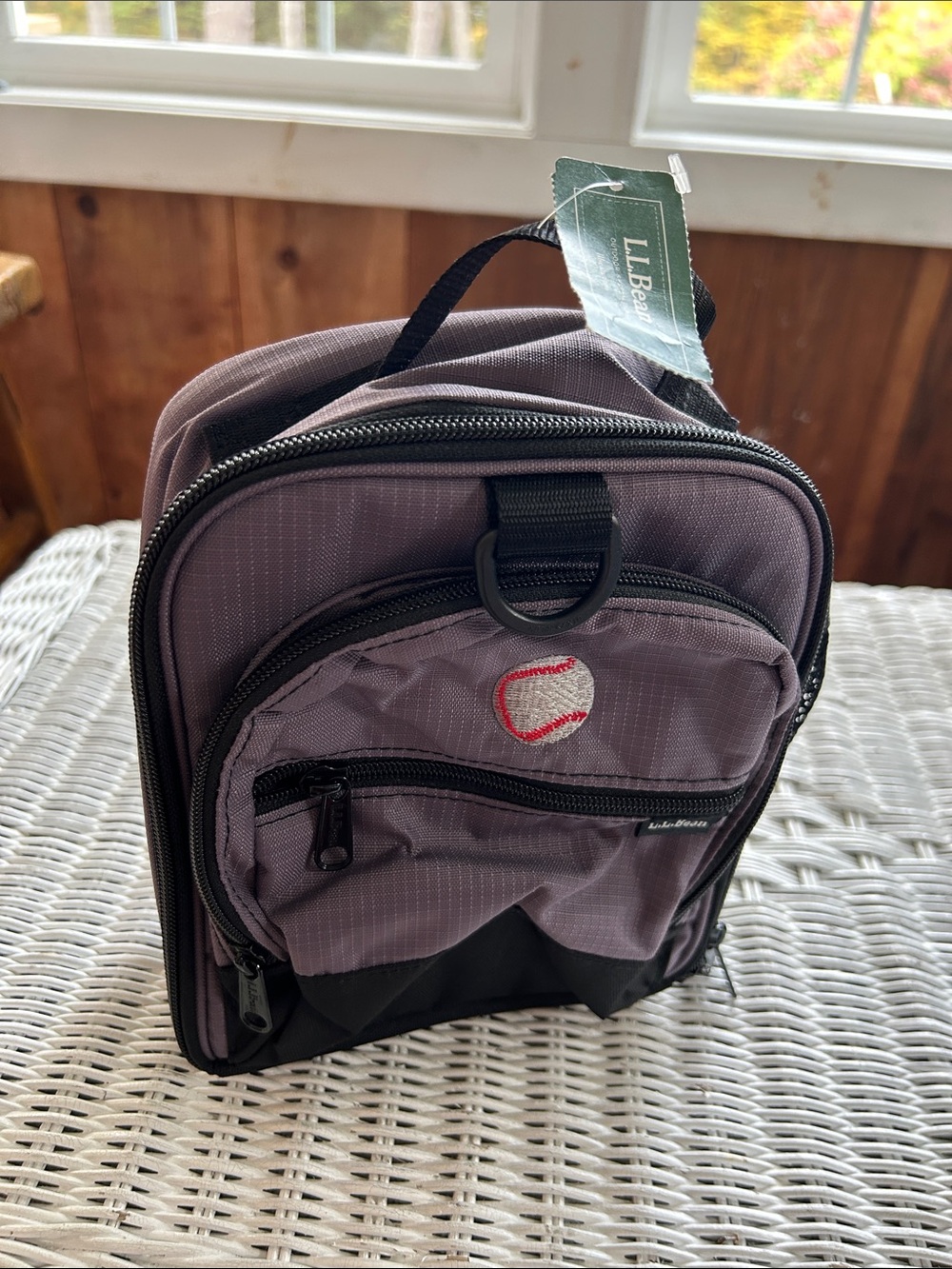 L.L. Bean Kids Lunch Bag Purple and Black 8”x9” New with Tags